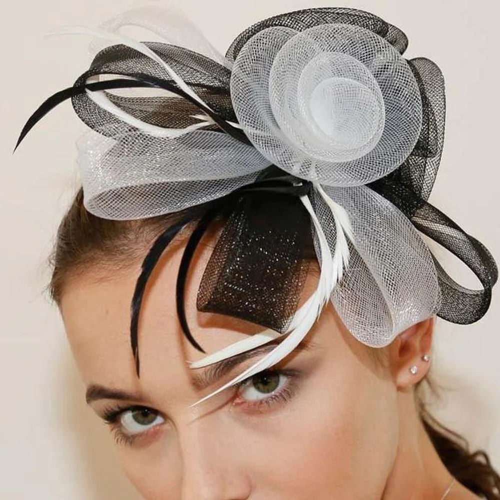 Ruby Rocks Sancha Fascinator - Black/White