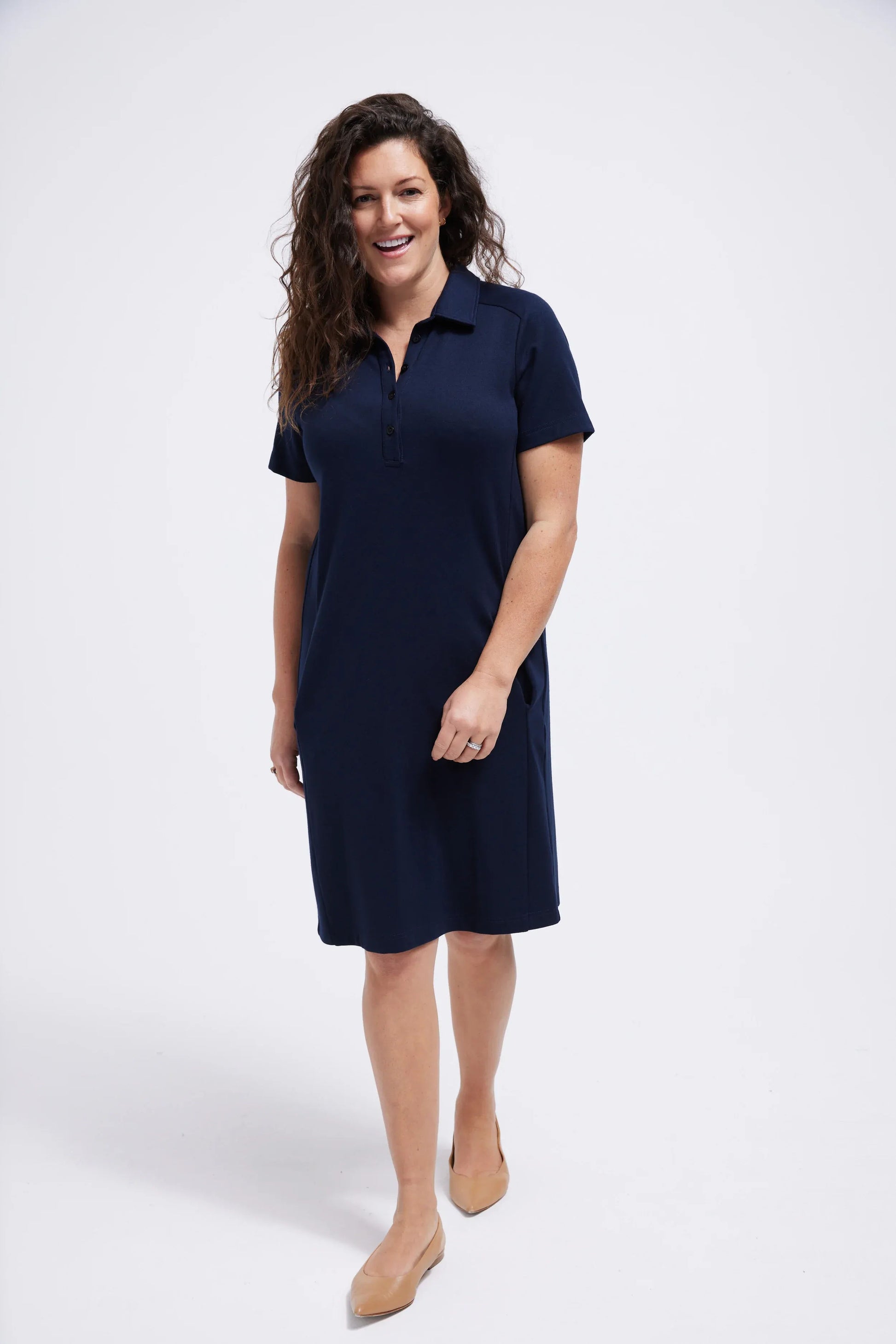 Women's Navy Jersey Short Sleeve Dress