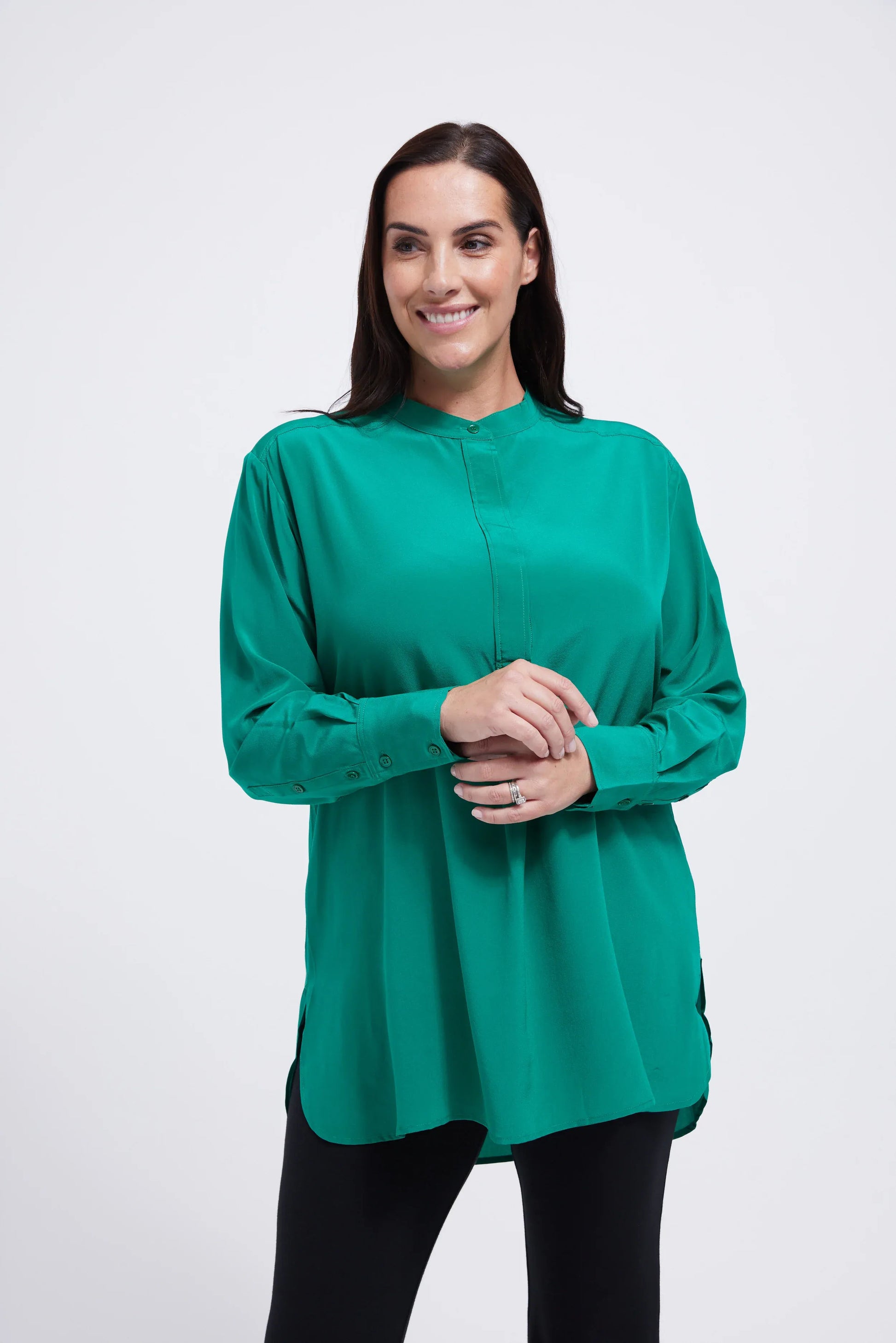 Women's Silk Shirt Mandarin Collar