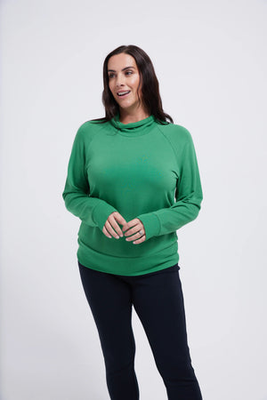 Women's sweat top with rib collar