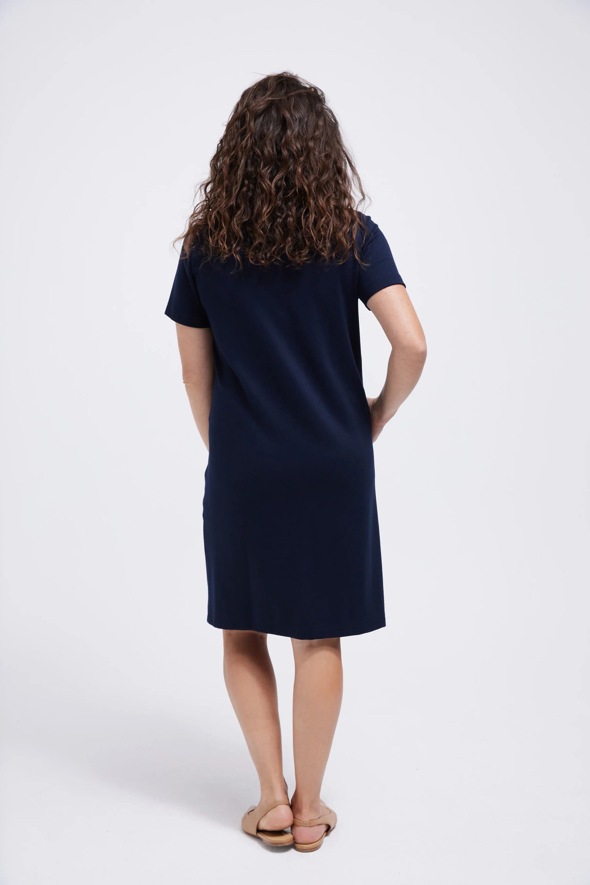 Women's Navy Jersey Short Sleeve Dress