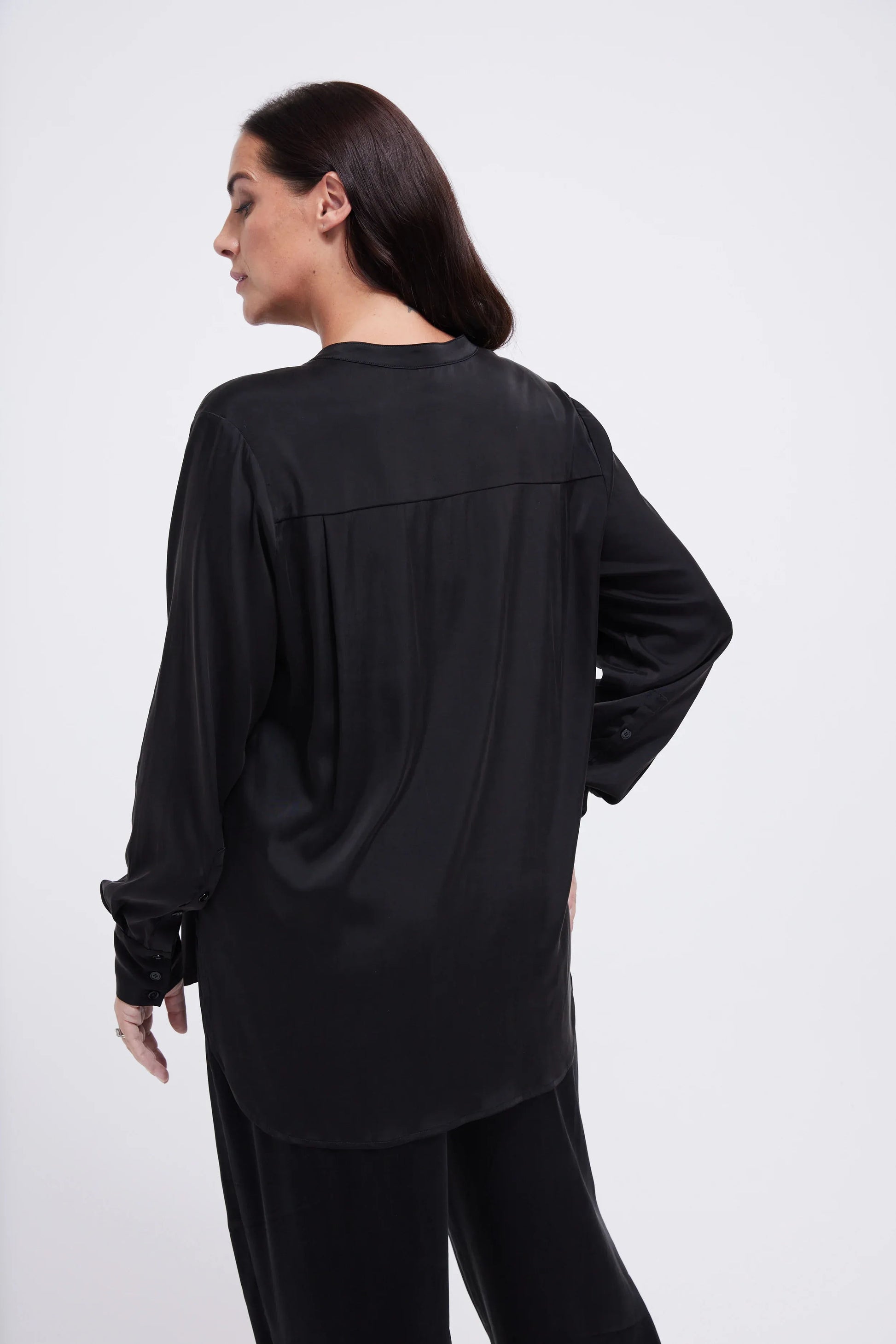 Women's Satin Blouse Long Sleeve with Nerhu Collar