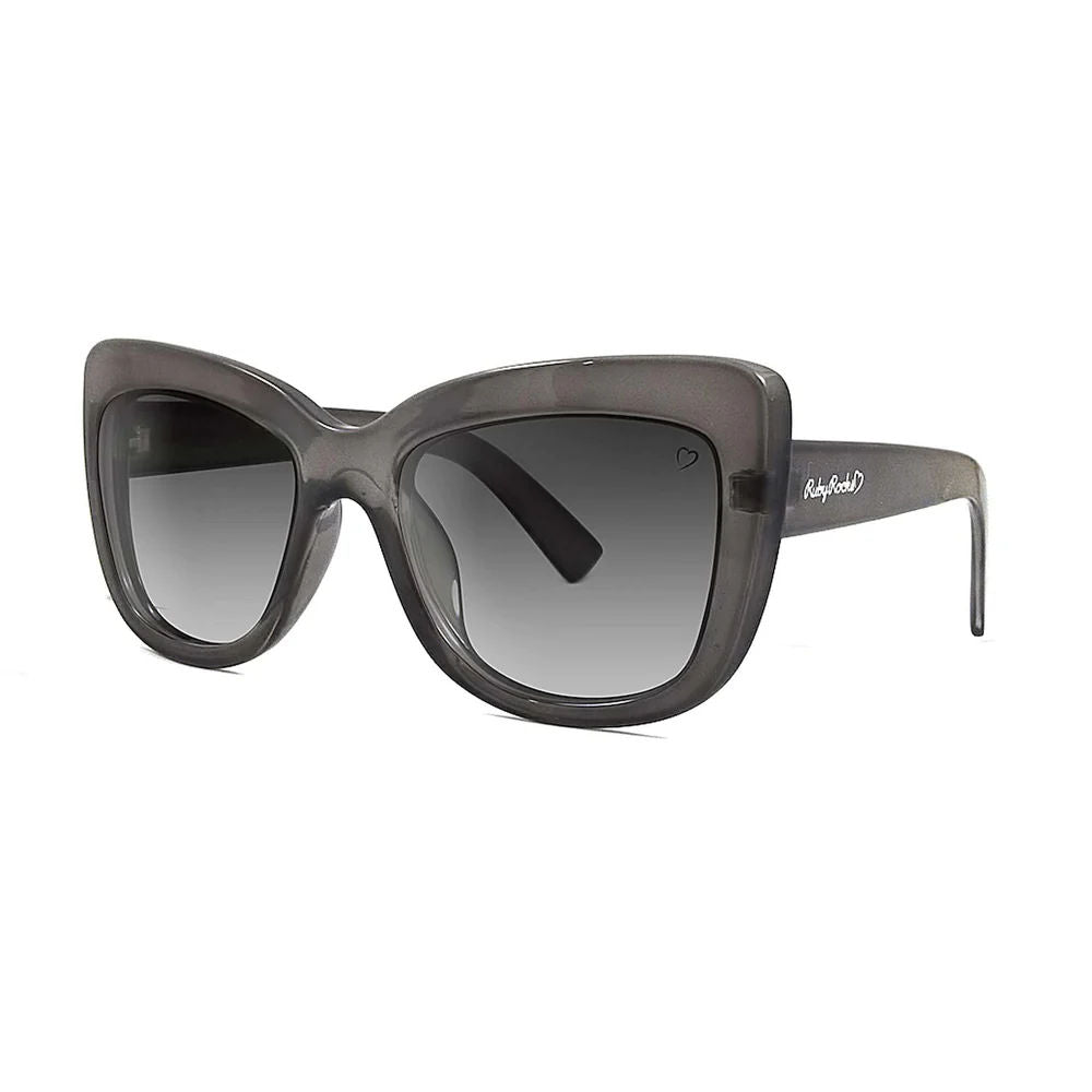 Ruby Rocks Crystal 'Cannes' Grey Angled Cateye Sunglasses