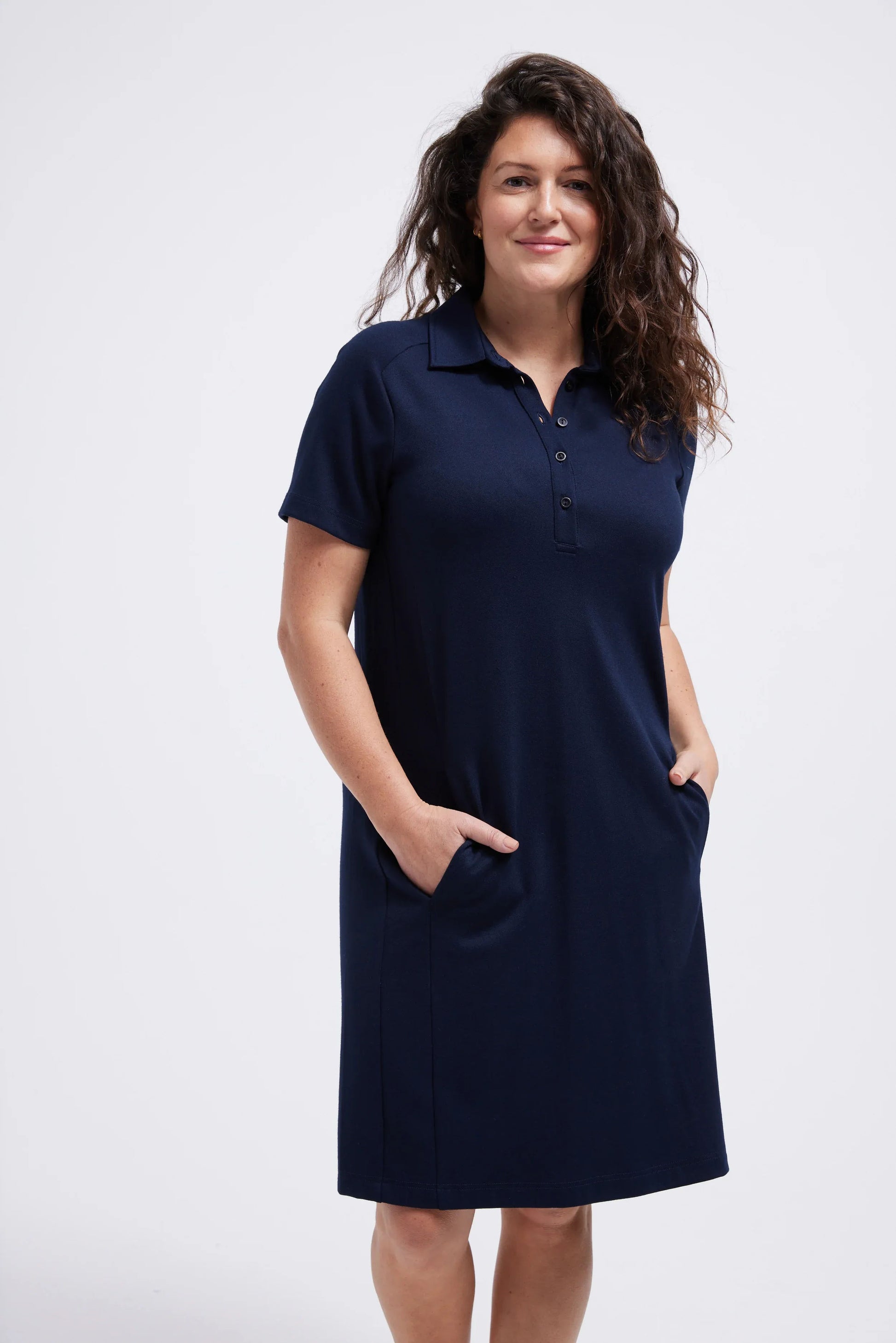 Women's Navy Jersey Short Sleeve Dress