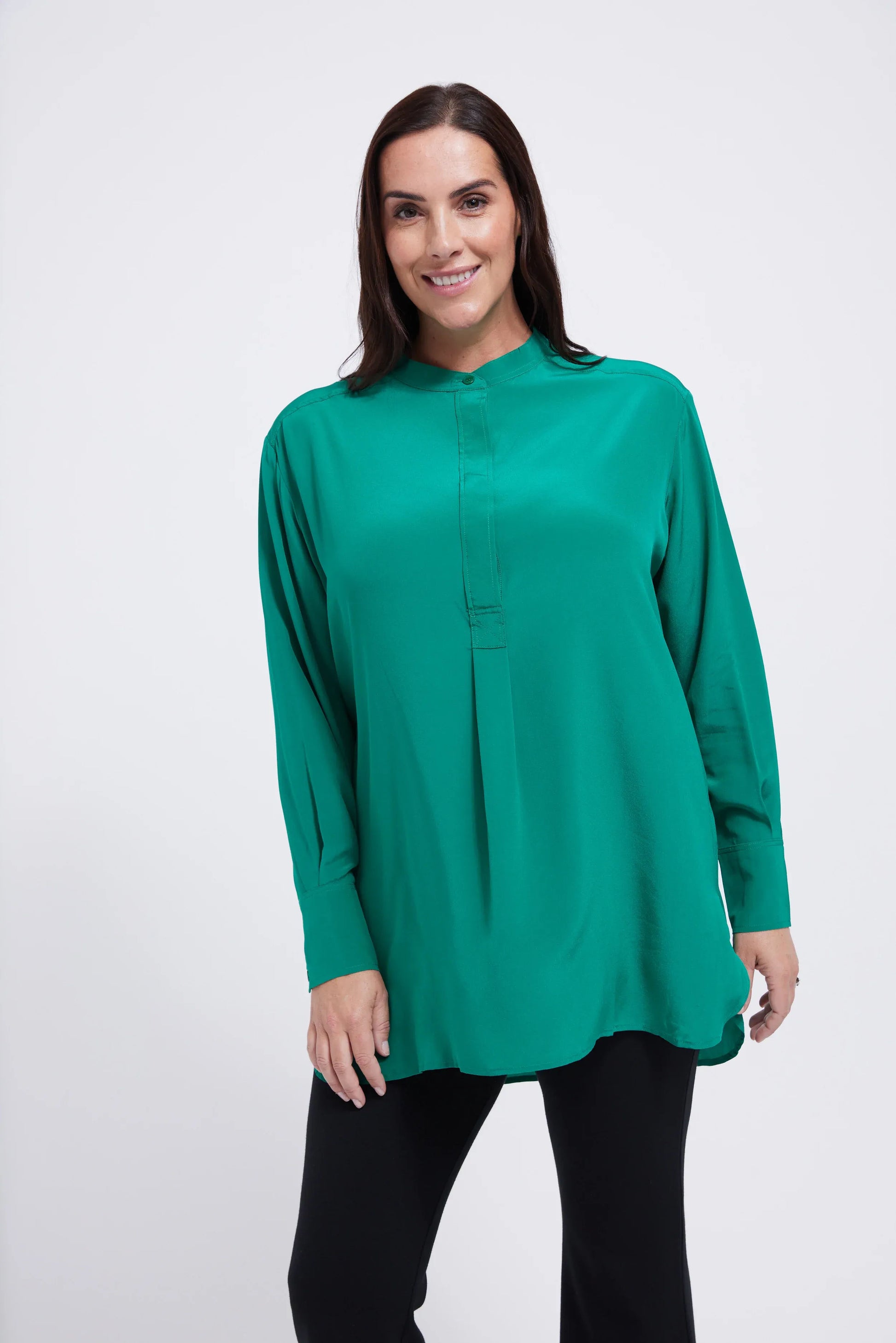 Women's Silk Shirt Mandarin Collar