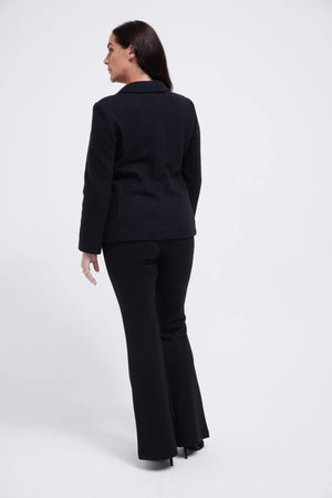 Women's Wool Black One Button Jacket